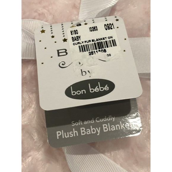 New Bon Bebe Curly Fur Baby Elephant Blanket Girls Pink Rosebuds Swirls Plush - Picture 7 of 7
